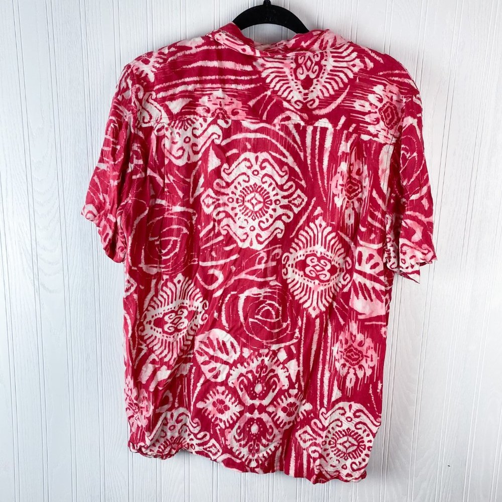 Caribbean Joe Red Tropical Button Down size Large
